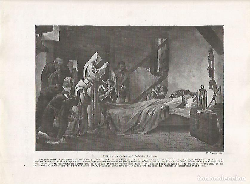 Otros art&iacute;culos de coleccionismo en papel: LAMINA 17943: Muerte de Cristobal Colon en 1506 - Manuel Rodriguez Codola y Miguel S. Oliver