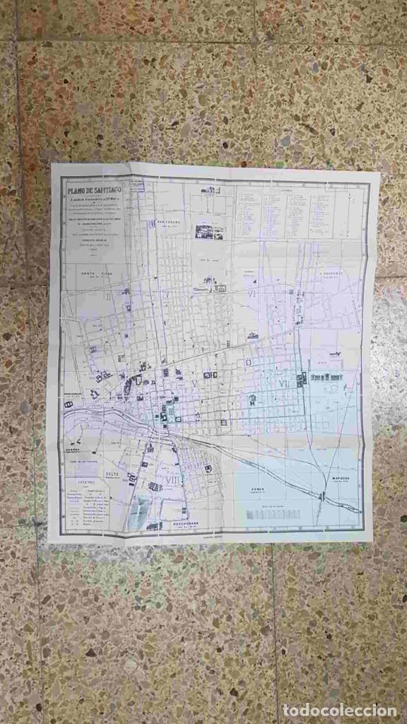 Otros art&iacute;culos de coleccionismo en papel: Lamina de Chile (num C14): Plano de Santiago con los proyectos de canalizacion del rio, Camino de Ci