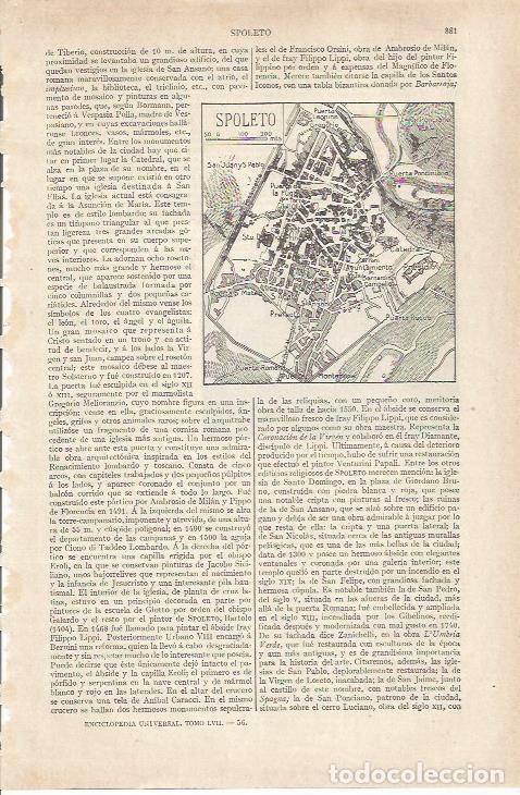 Otros art&iacute;culos de coleccionismo en papel: LAMINA ESPASA 34255: Plano de Spoleto - Varios