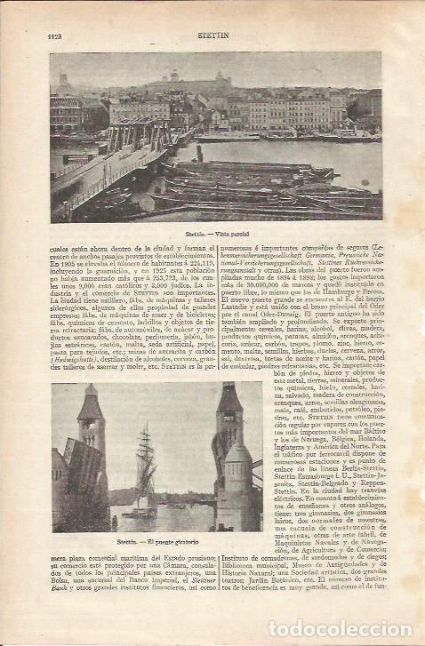 Otros art&iacute;culos de coleccionismo en papel: LAMINA ESPASA 34285: Vista y puente de Stettin - Varios
