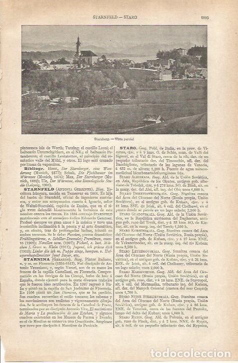 Otros art&iacute;culos de coleccionismo en papel: LAMINA ESPASA 34274: Vista de Starnberg - Varios