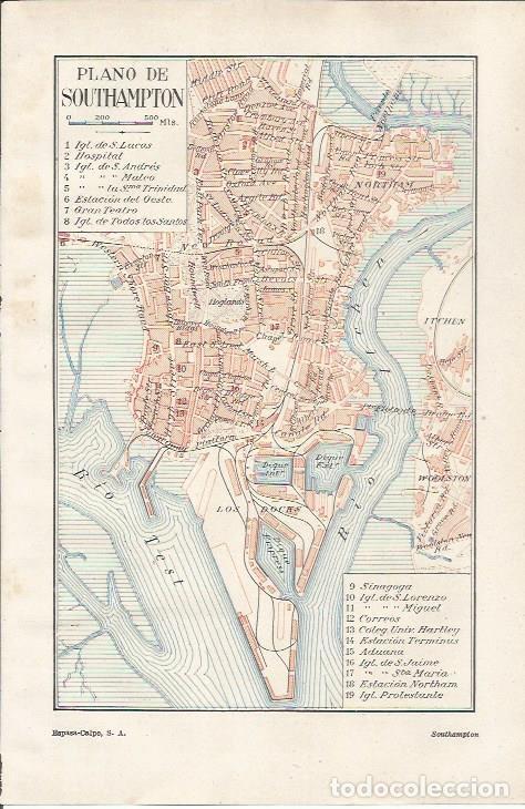 Otros art&iacute;culos de coleccionismo en papel: LAMINA ESPASA 34226: Plano de Southampton - Varios