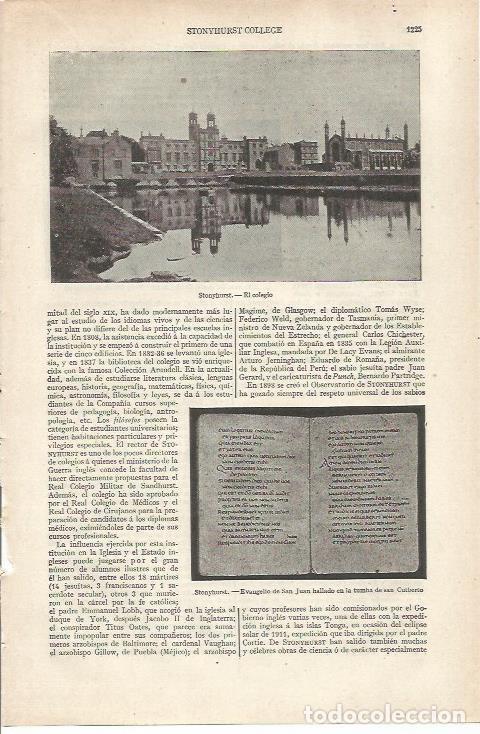 Otros art&iacute;culos de coleccionismo en papel: LAMINA ESPASA 34297: Coelgio en Stonyhurst - Varios