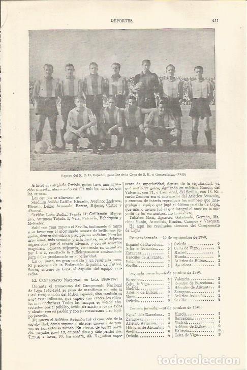 Otros art&iacute;culos de coleccionismo en papel: LAMINA ESPASA 34400: Equipo del RCD Espanyol, en 1940 - Varios