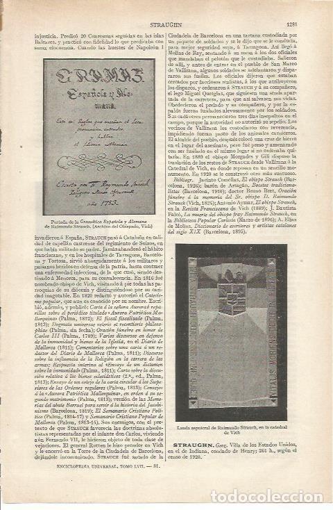 Otros art&iacute;culos de coleccionismo en papel: LAMINA ESPASA 34305: Lauda sepulcral de Raimundo Strauch - Varios
