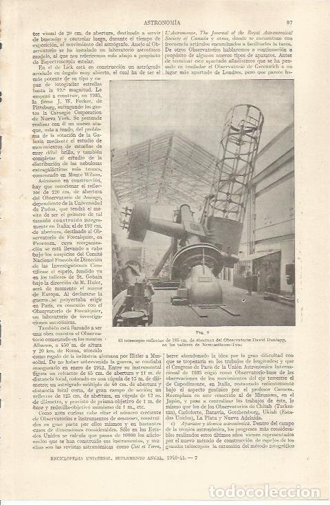 Otros art&iacute;culos de coleccionismo en papel: LAMINA ESPASA 34367: Telescopio del Observatorio David Dunlapp, Canada - Varios