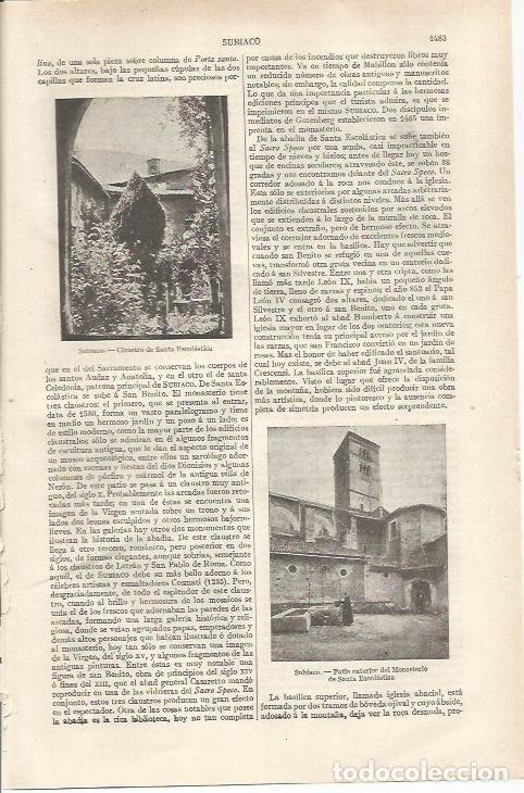 Otros art&iacute;culos de coleccionismo en papel: LAMINA ESPASA 34329: Claustro de Santa Escolastica en Subiaco, Italia - Varios