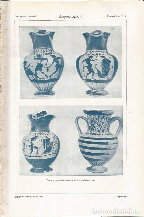Otros art&iacute;culos de coleccionismo en papel: LAMINA ESPASA 34352: Vasos griegos descubiertos en Empuries en 1940 - Varios