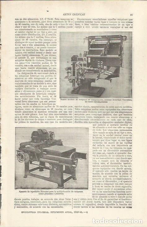 Otros art&iacute;culos de coleccionismo en papel: LAMINA ESPASA 34362: Maquina de Composicion sistema Intertipo Universal - Varios