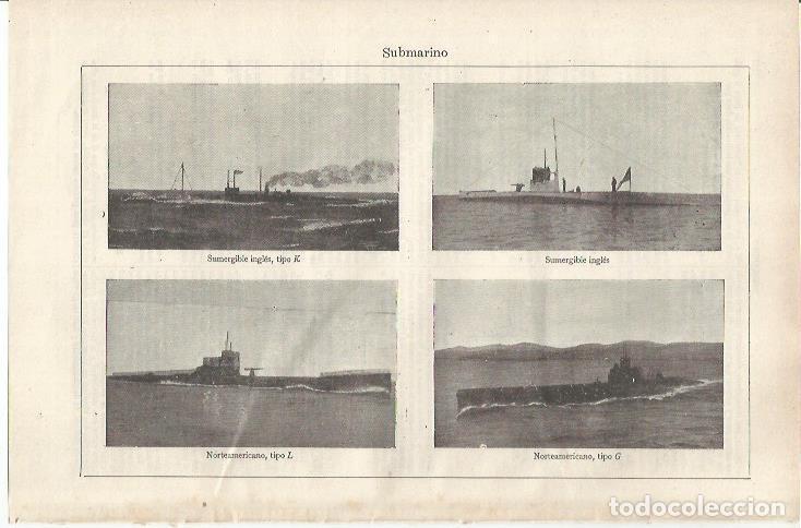 Otros art&iacute;culos de coleccionismo en papel: LAMINA ESPASA 34337: Submarinos de Inglaterra y Estados Unidos - Varios
