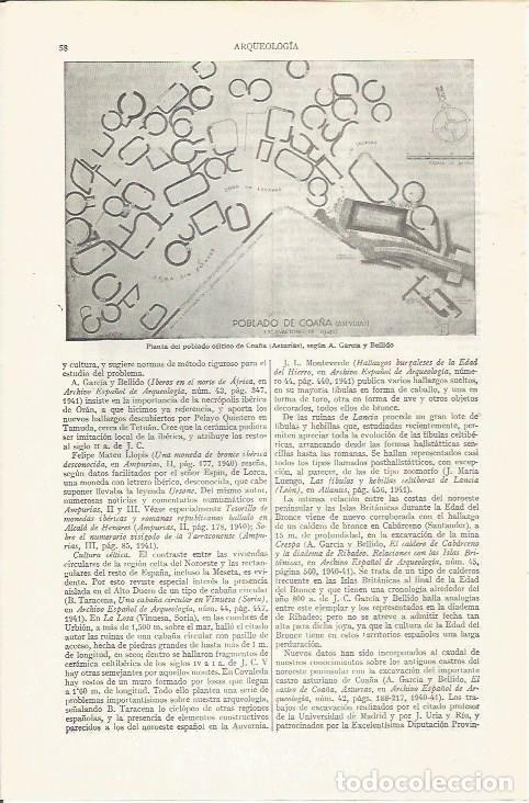 Otros art&iacute;culos de coleccionismo en papel: LAMINA ESPASA 34355: Planta del poblado celtibero de Coa&ntilde;a, Asturias - Varios