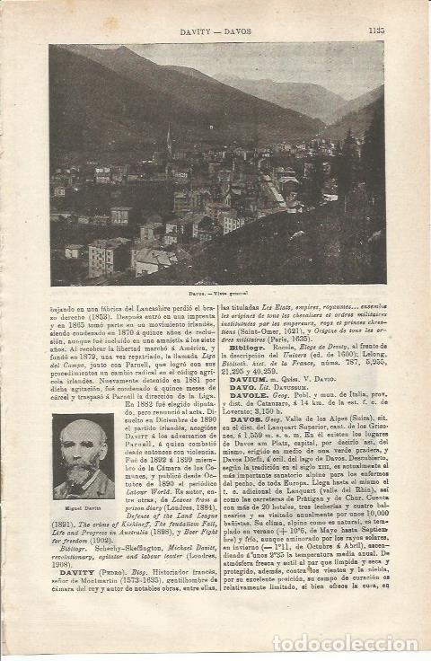Otros art&iacute;culos de coleccionismo en papel: LAMINA ESPASA 33932: Vista de Davos, Suiza - Varios