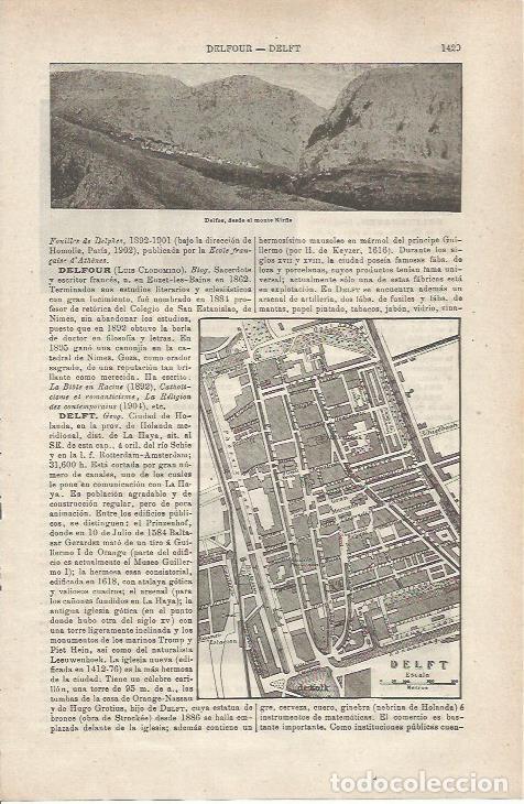 Otros art&iacute;culos de coleccionismo en papel: LAMINA ESPASA 33964: Plano de Delft, Holanda - Varios