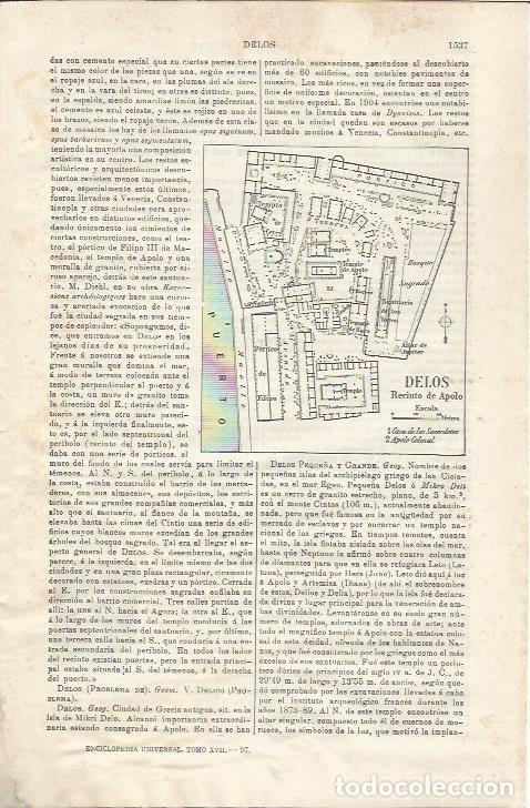 Otros art&iacute;culos de coleccionismo en papel: LAMINA ESPASA 33972: Plano del Recinto de Apolo en Delos - Varios