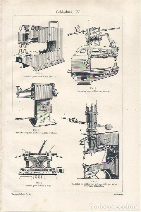 Otros art&iacute;culos de coleccionismo en papel: LAMINA ESPASA 34125: Maquinas para soldadura - Varios