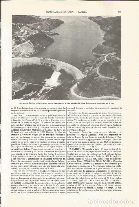 Otros art&iacute;culos de coleccionismo en papel: LAMINA ESPASA 34094: Presa de Kariba, Zambia - Varios