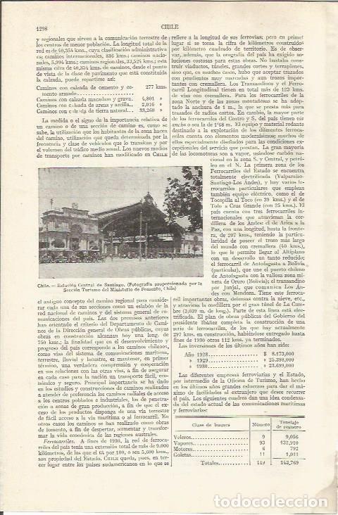 Otros art&iacute;culos de coleccionismo en papel: LAMINA ESPASA 34976: Estacion Central de Santiago de Chile - Varios