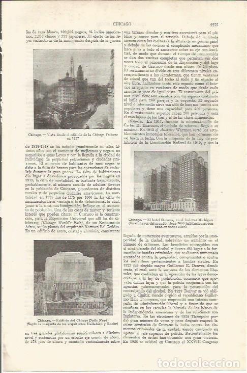 Otros art&iacute;culos de coleccionismo en papel: LAMINA ESPASA 34960: Chivago Tribune, Hotel Stevens de Chicago - Varios