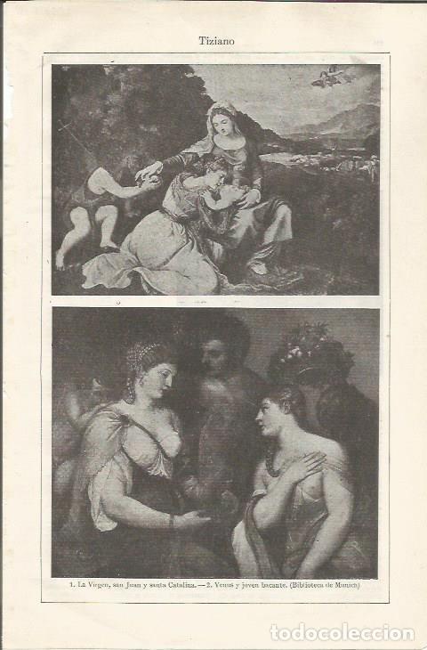 Otros art&iacute;culos de coleccionismo en papel: LAMINA ESPASA 35024: La Virgen, san Juan y Santa Catalina y Venus y joven bacante, por Tiziano - Var