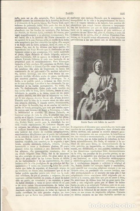 Otros art&iacute;culos de coleccionismo en papel: LAMINA ESPASA 34969: Ruben Dario con habito de cartujo - Varios