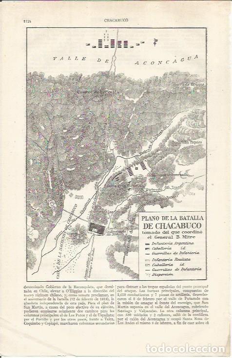 Otros art&iacute;culos de coleccionismo en papel: LAMINA ESPASA 34944: Plano de la Batalla de Chacabuco - Varios