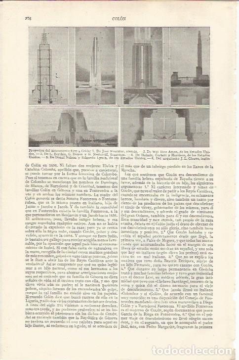 Otros art&iacute;culos de coleccionismo en papel: LAMINA ESPASA 34889: Proyectos del faro a Colon - Varios
