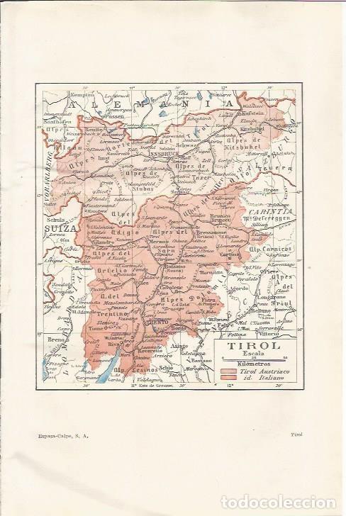 Otros art&iacute;culos de coleccionismo en papel: LAMINA ESPASA 34999: Mapa del Tirol - Varios