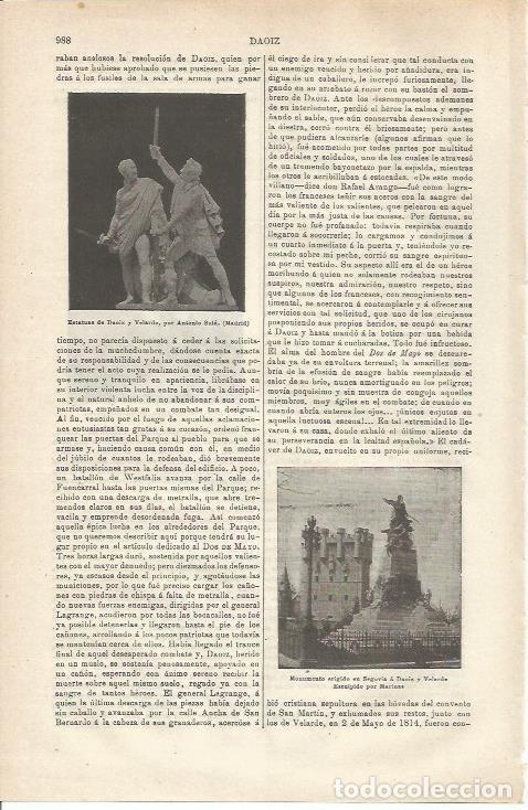 Otros art&iacute;culos de coleccionismo en papel: LAMINA ESPASA 34850: Monumento a Daoiz en Valladolid - Varios