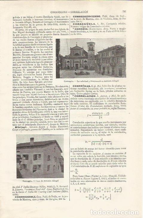 Otros art&iacute;culos de coleccionismo en papel: LAMINA ESPASA 34903: Casa de Antonio Allegri en Correggio - Varios
