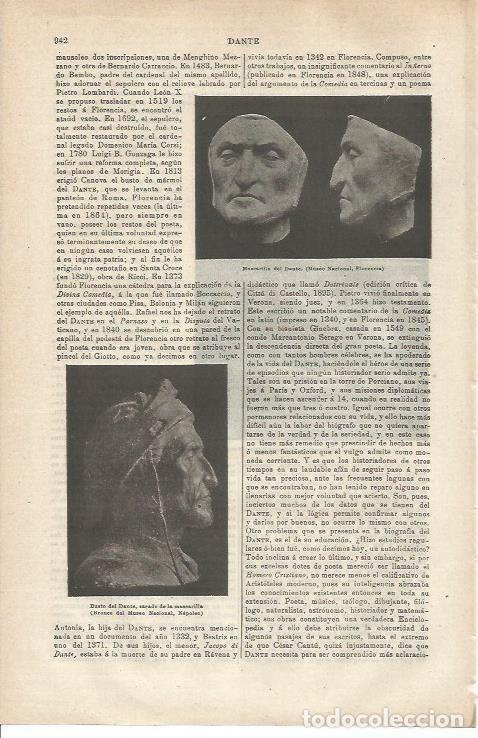 Otros art&iacute;culos de coleccionismo en papel: LAMINA ESPASA 34842: Mascarilla de Dante - Varios