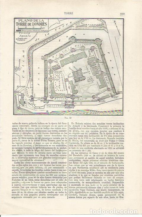 Otros art&iacute;culos de coleccionismo en papel: LAMINA ESPASA 35184: Plano de la Torre de Londres - Varios
