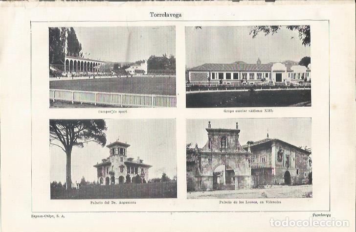 Otros art&iacute;culos de coleccionismo en papel: LAMINA ESPASA 35203: Colegio Alfonso XIII, Palacio de los Leones y Palacio del Dr. Argumoza en Torre