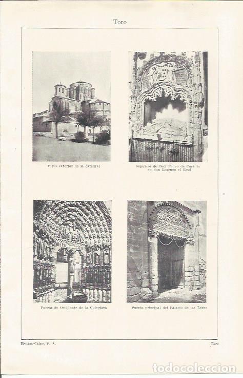 Otros art&iacute;culos de coleccionismo en papel: LAMINA ESPASA 35168: Catedral, Palacio de las Leyes y Colegiata en Toro - Varios