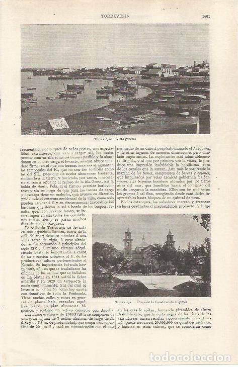 Otros art&iacute;culos de coleccionismo en papel: LAMINA ESPASA 35214: Vista y plaza en Torrevieja, Alicante - Varios