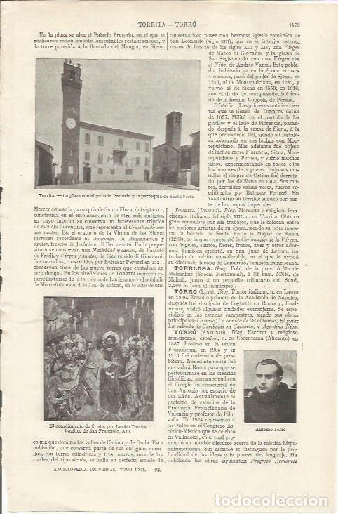 Otros art&iacute;culos de coleccionismo en papel: LAMINA ESPASA 35219: Plaza y Palacio de Torrita, Italia - Varios