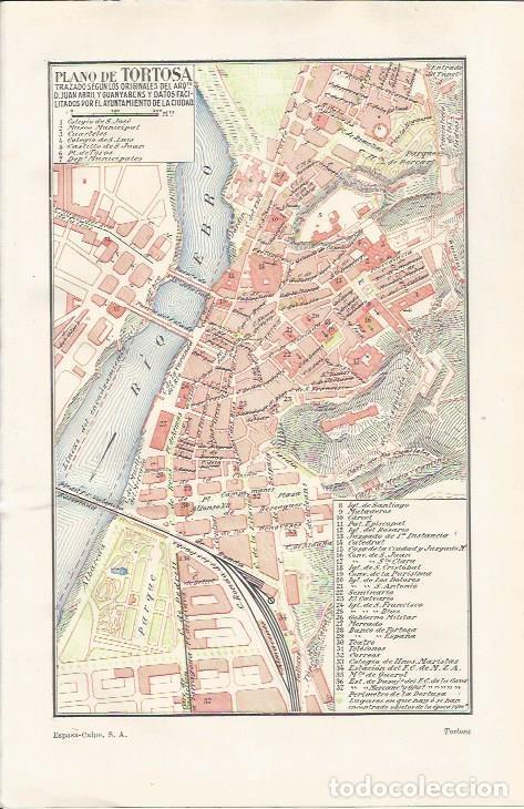 Otros art&iacute;culos de coleccionismo en papel: LAMINA ESPASA 35222: Plano de Tortosa, Tarragona - Varios