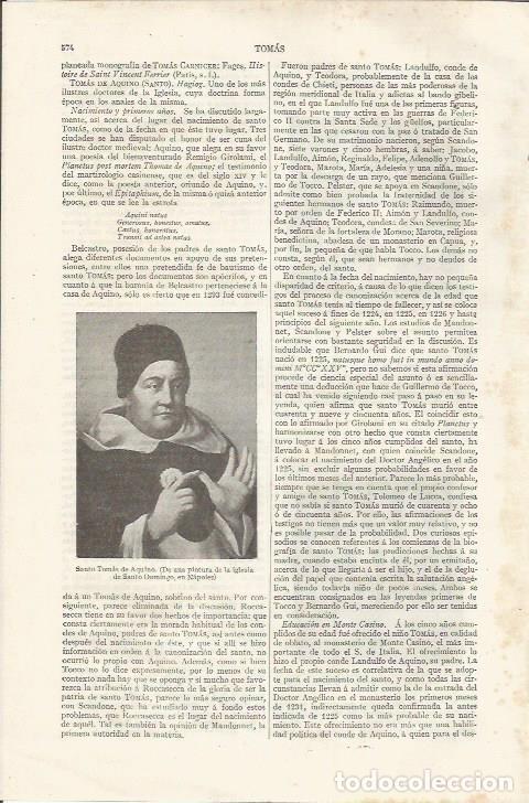 Otros art&iacute;culos de coleccionismo en papel: LAMINA ESPASA 35095: Santo Tomas de Aquino - Varios