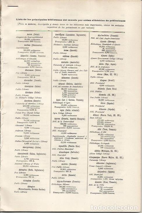 Otros art&iacute;culos de coleccionismo en papel: LAMINA ESPASA 34527: Lista de las principales bibliotecas del mundo - Varios