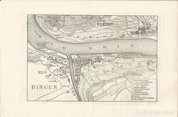 Otros art&iacute;culos de coleccionismo en papel: LAMINA ESPASA 34555: Plano de Bingen, Alemania - Varios