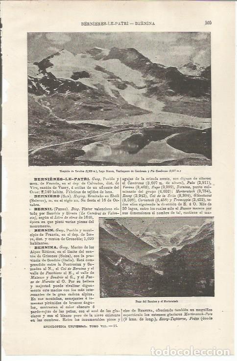 Otros art&iacute;culos de coleccionismo en papel: LAMINA ESPASA 34477: Hospicio de Bernina, Suiza - Varios