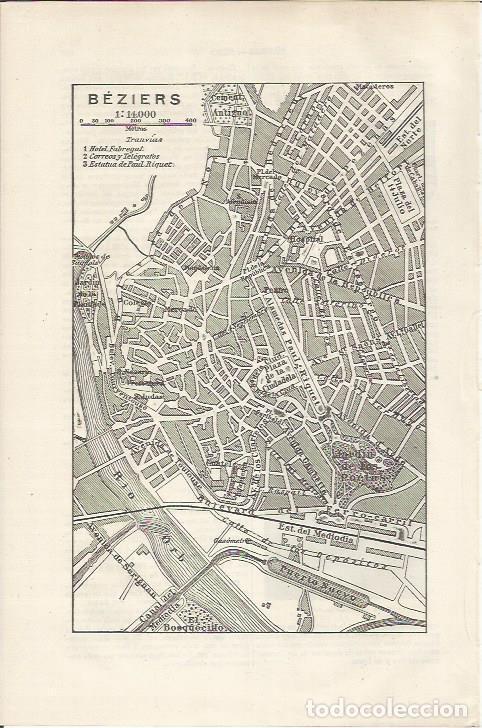 Otros art&iacute;culos de coleccionismo en papel: LAMINA ESPASA 34507: Plano de Beziers, Francia - Varios
