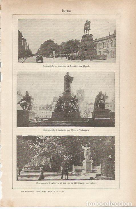 Otros art&iacute;culos de coleccionismo en papel: LAMINA ESPASA 34461: Monumentos en Berlin - Varios