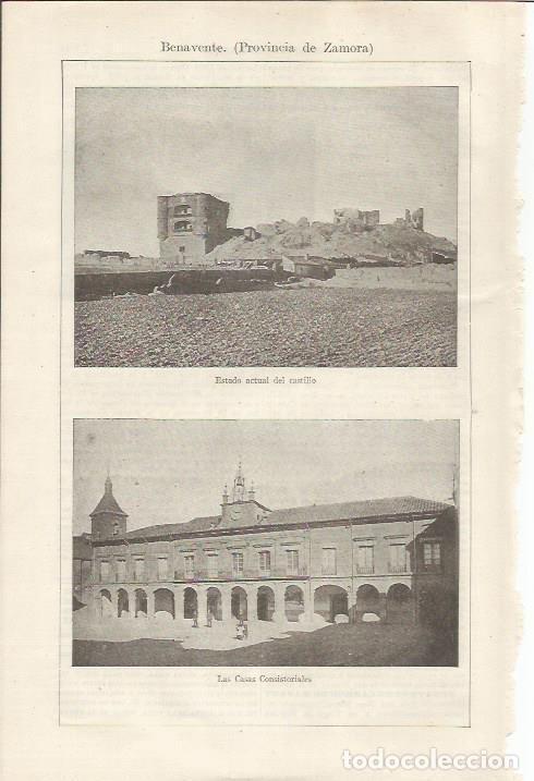 Otros art&iacute;culos de coleccionismo en papel: LAMINA ESPASA 34424: Castillo y Ayuntamiento de Benavente, Zamora - Varios