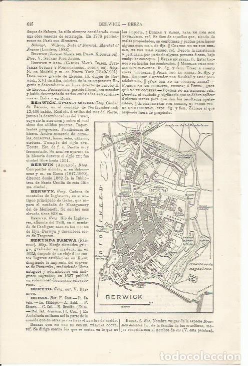 Otros art&iacute;culos de coleccionismo en papel: LAMINA ESPASA 34484: Plano de Berwick, Escocia - Varios