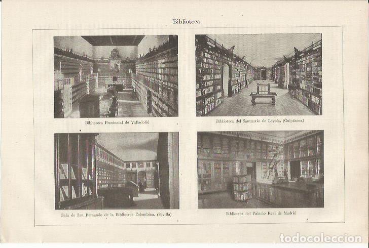Otros art&iacute;culos de coleccionismo en papel: LAMINA ESPASA 34519: Biblioteca de Valladolid, del Santuario de Loyola y del Palacio Real de Madrid