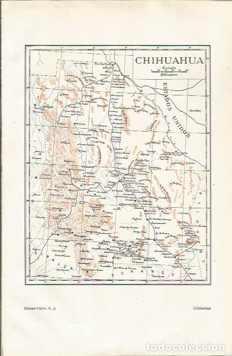 Otros art&iacute;culos de coleccionismo en papel: LAMINA ESPASA 34736: Mapa de Chihuahua - Varios