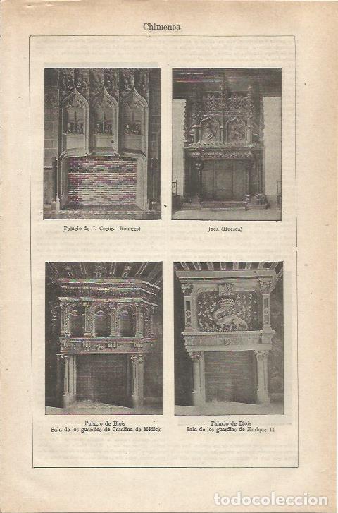 Otros art&iacute;culos de coleccionismo en papel: LAMINA ESPASA 34747: Chimeneas del Palacio de Bourges, de Jaca, y del Palacio de Blois - Varios