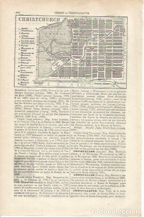 Otros art&iacute;culos de coleccionismo en papel: LAMINA ESPASA 34806: Plano de CHRISTCHURCH en Inglaterra - Varios