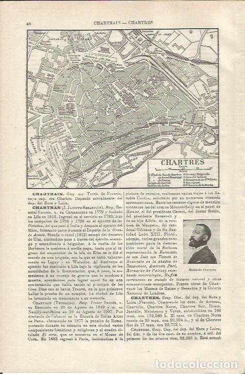 Otros art&iacute;culos de coleccionismo en papel: LAMINA ESPASA 34673: Plano de Chartres, Francia - Varios
