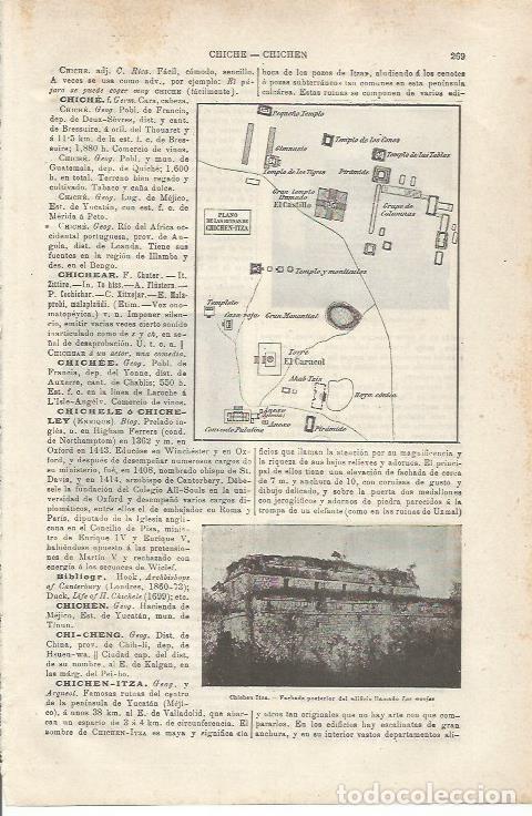 Otros art&iacute;culos de coleccionismo en papel: LAMINA ESPASA 34730: Plano de las ruinas de Chichen-Itza - Varios